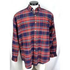 Ralph Lauren Dress Shirt Mens Large 16.5 35.5 Big Shirt Plaid Blue Pony/Label